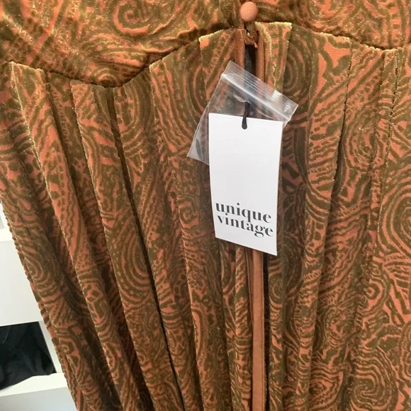 Unique vintage overcoat coat duster gold color velvet dress - Picture 5 of 7